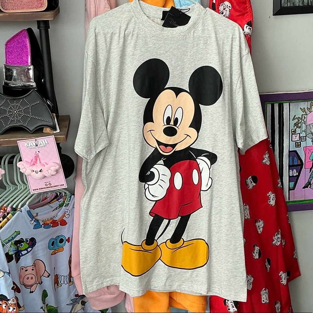 Disney Gray Mini Dress with Mickey Graphic (Black, Red, Yellow)